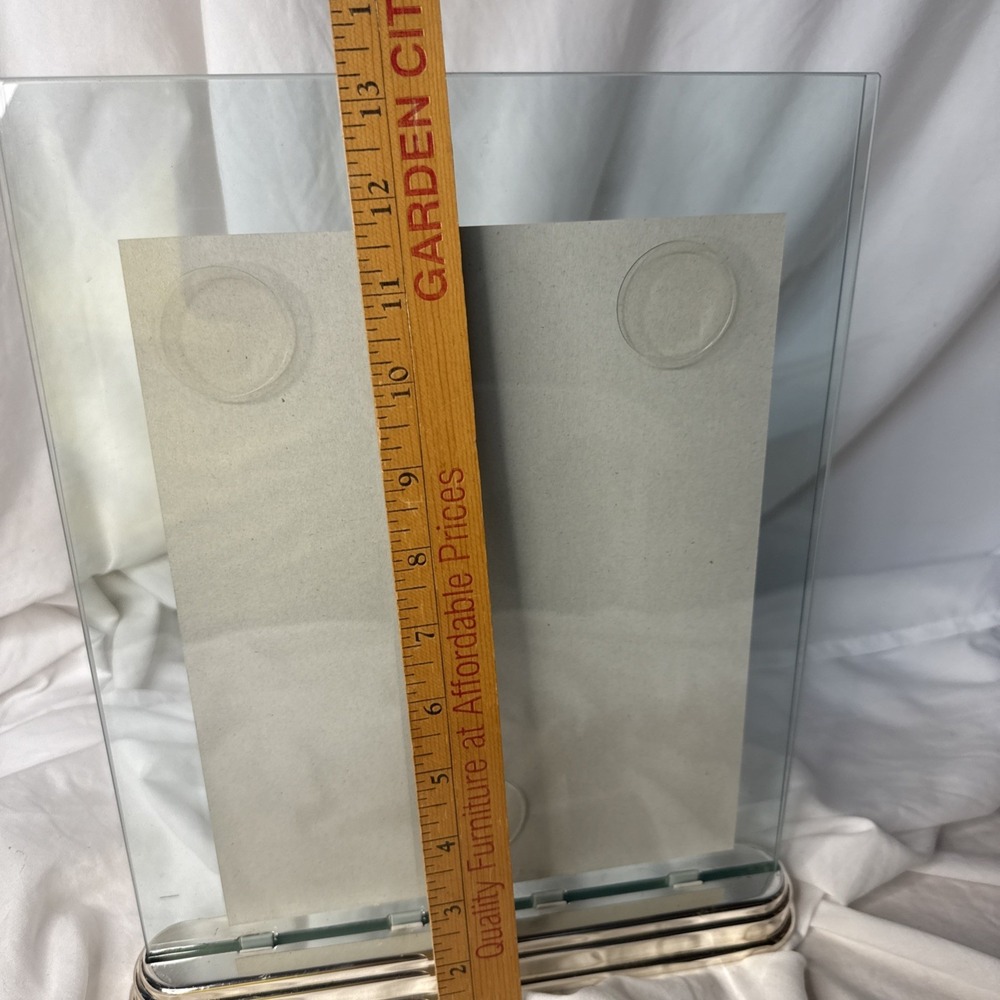 Y2K Pottery Barn Grace Table Floating Glass Picture Frame Chrome Weighted Stand - Picture 9 of 11